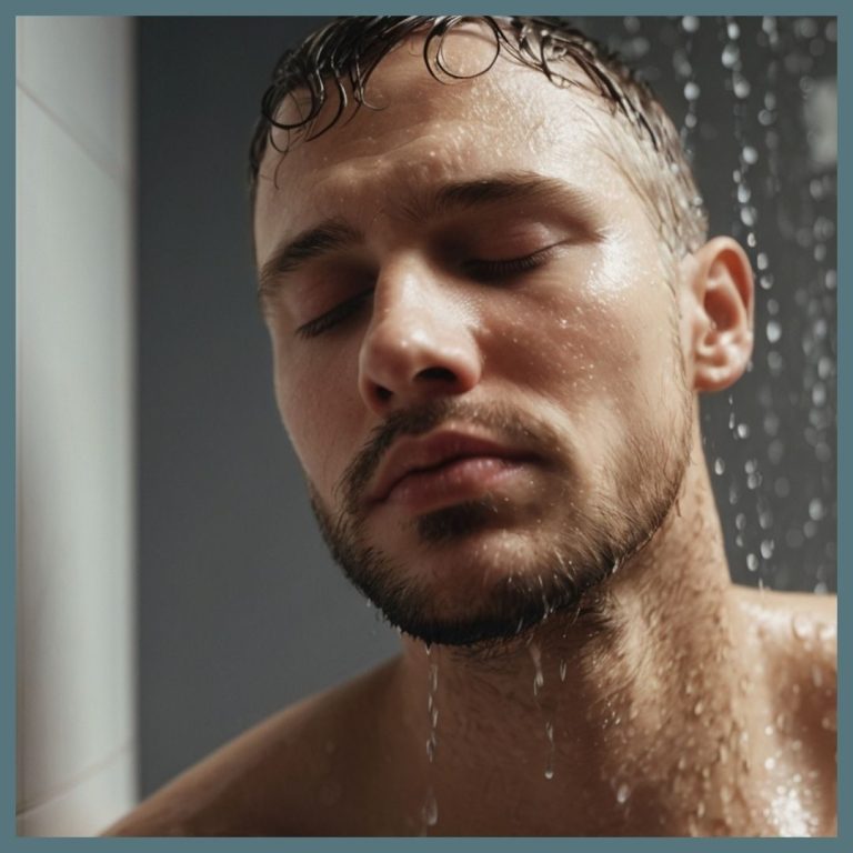 Disfrutando de un momento de mindfulness bajo la ducha.